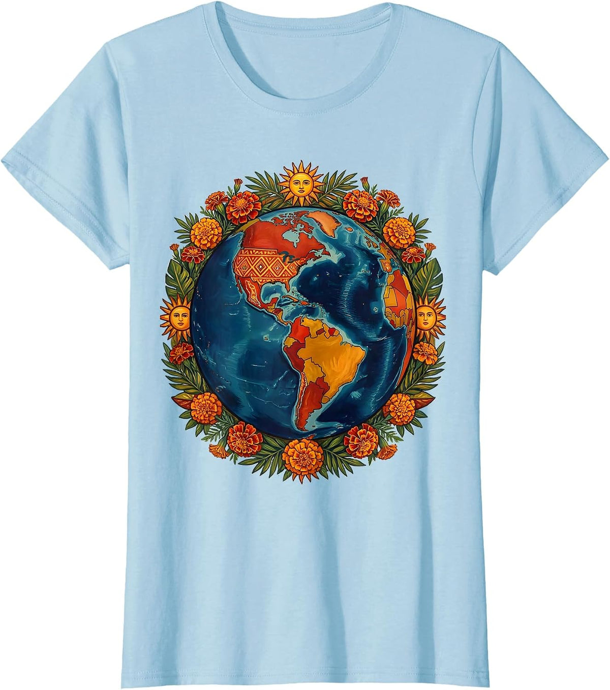 Spanish Teacher Globe Spanish-Speaking World T-Shirt - Baby Blue