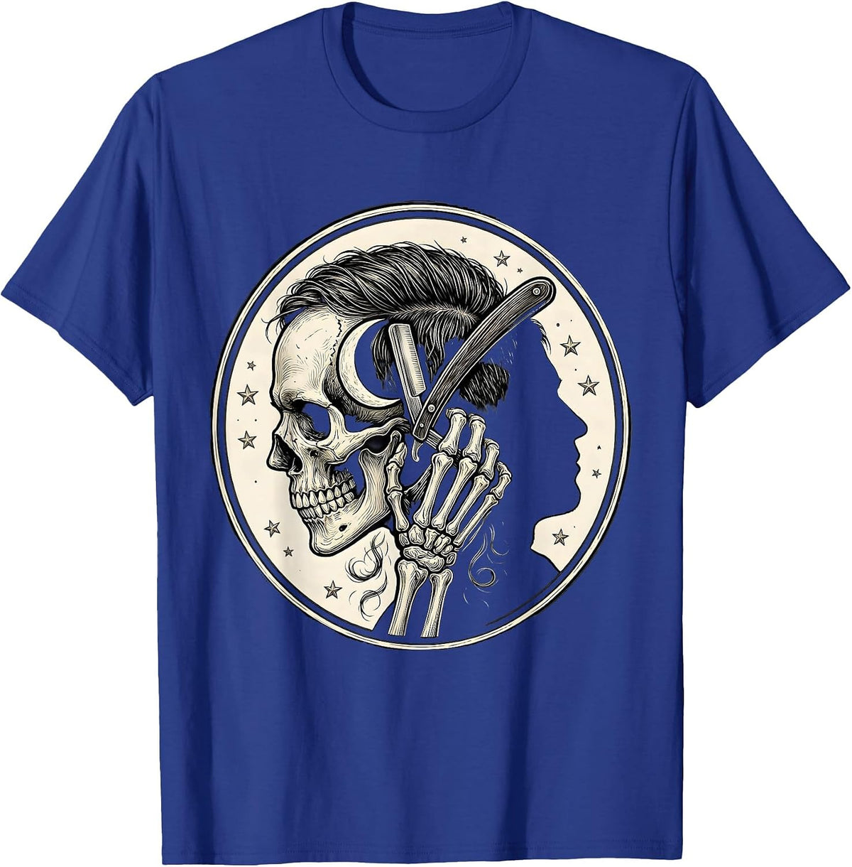 Skeleton Barber Halloween Hairstylist Humor T-Shirt - Royal Blue