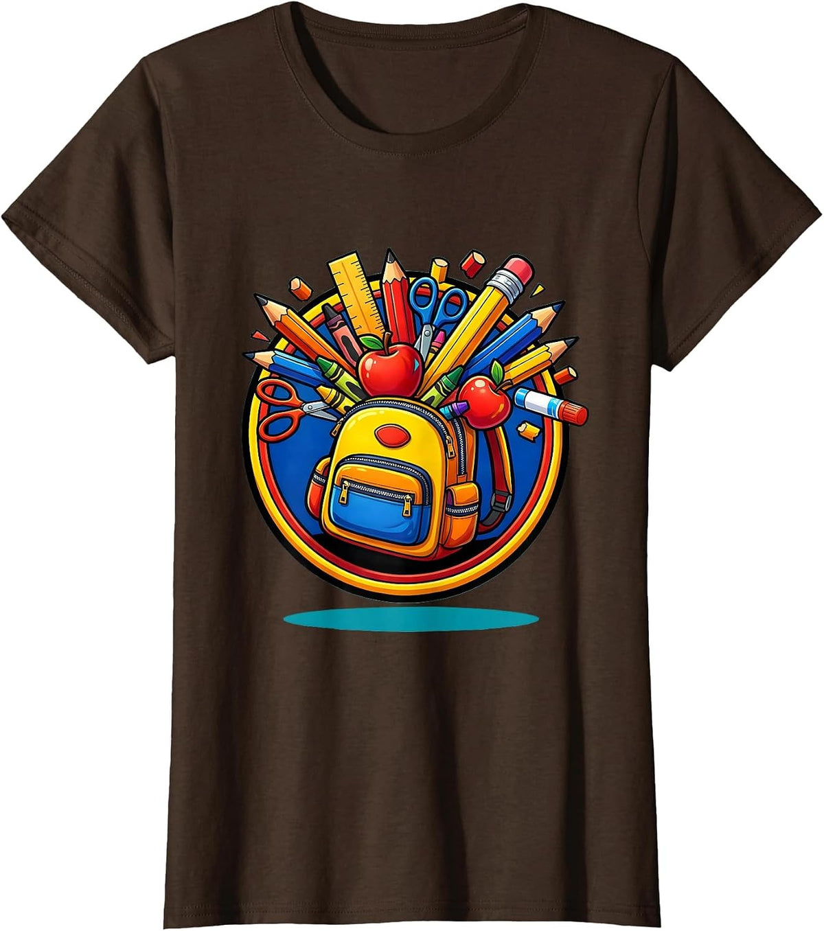 Women's 4th Grade Teacher Backpack Spilling School Supplies T-Shirt - Brown