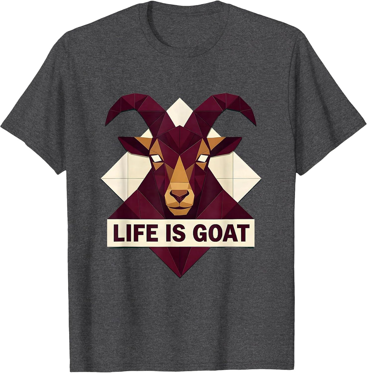 Life Is Goat Funny Animal Lover Design T-Shirt - Dark Heather Grey