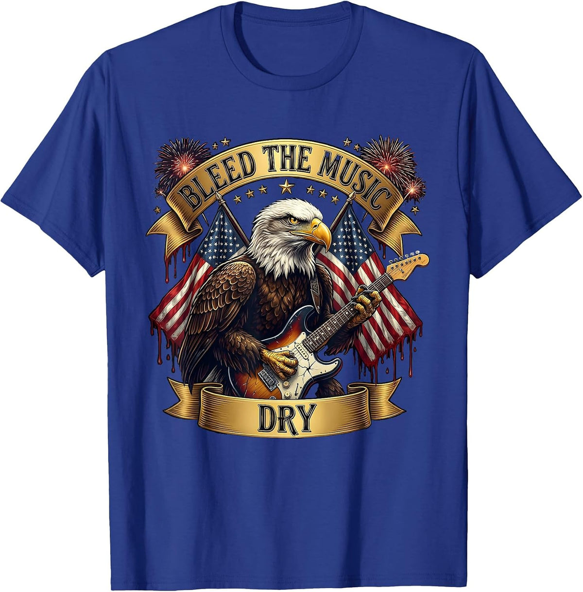 Bleed the Music Dry Death Metal Design T-Shirt - Royal Blue