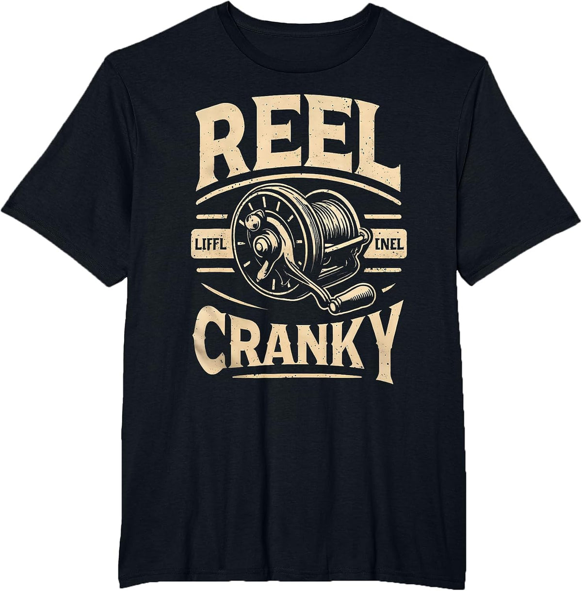 Funny Cranky Fishing Reel Pun Shirt Humor Fishermen T-Shirt - Black