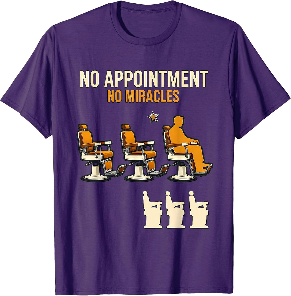 Men's No Appointment No Miracles Funny Barber Shop Humor T-Shirt - Purple