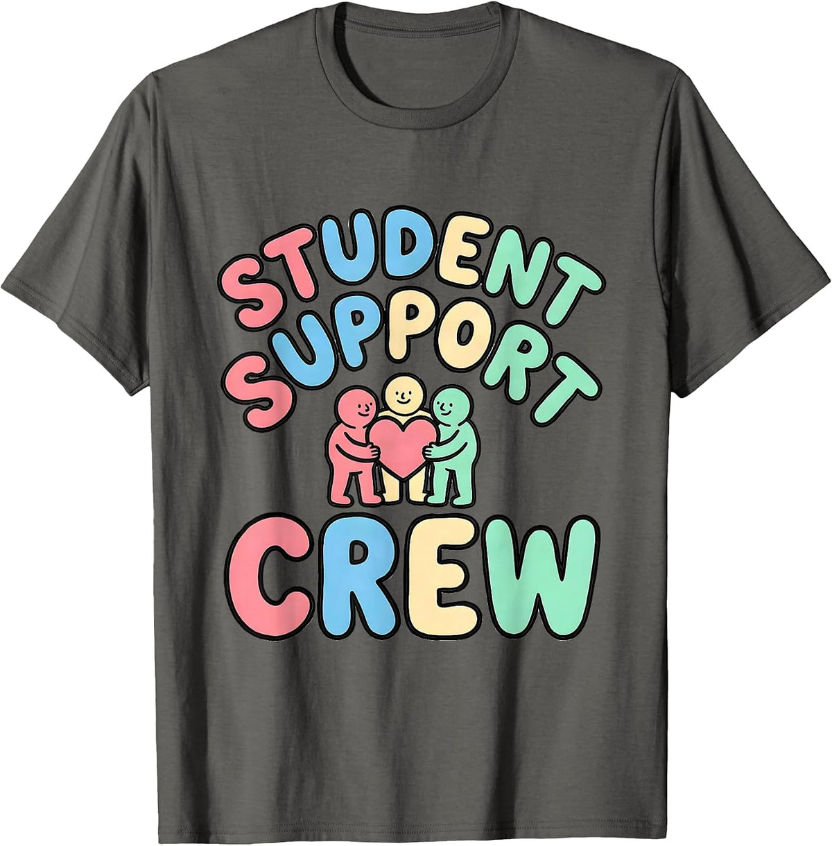 Men's Student Support Crew Playful School Counselor Mental Health T-Shirt - Asphalt Grey