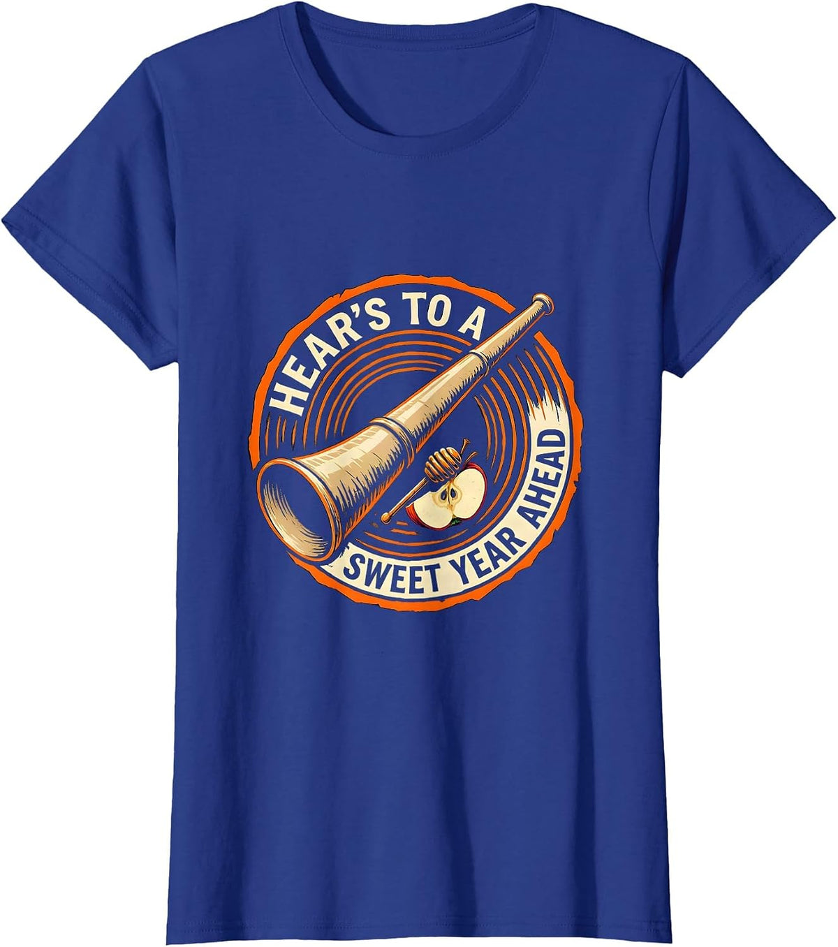 Women's Hear's To A Sweet Year Ahead Funny Rosh Hashanah Jewish New T-Shirt - Royal Blue