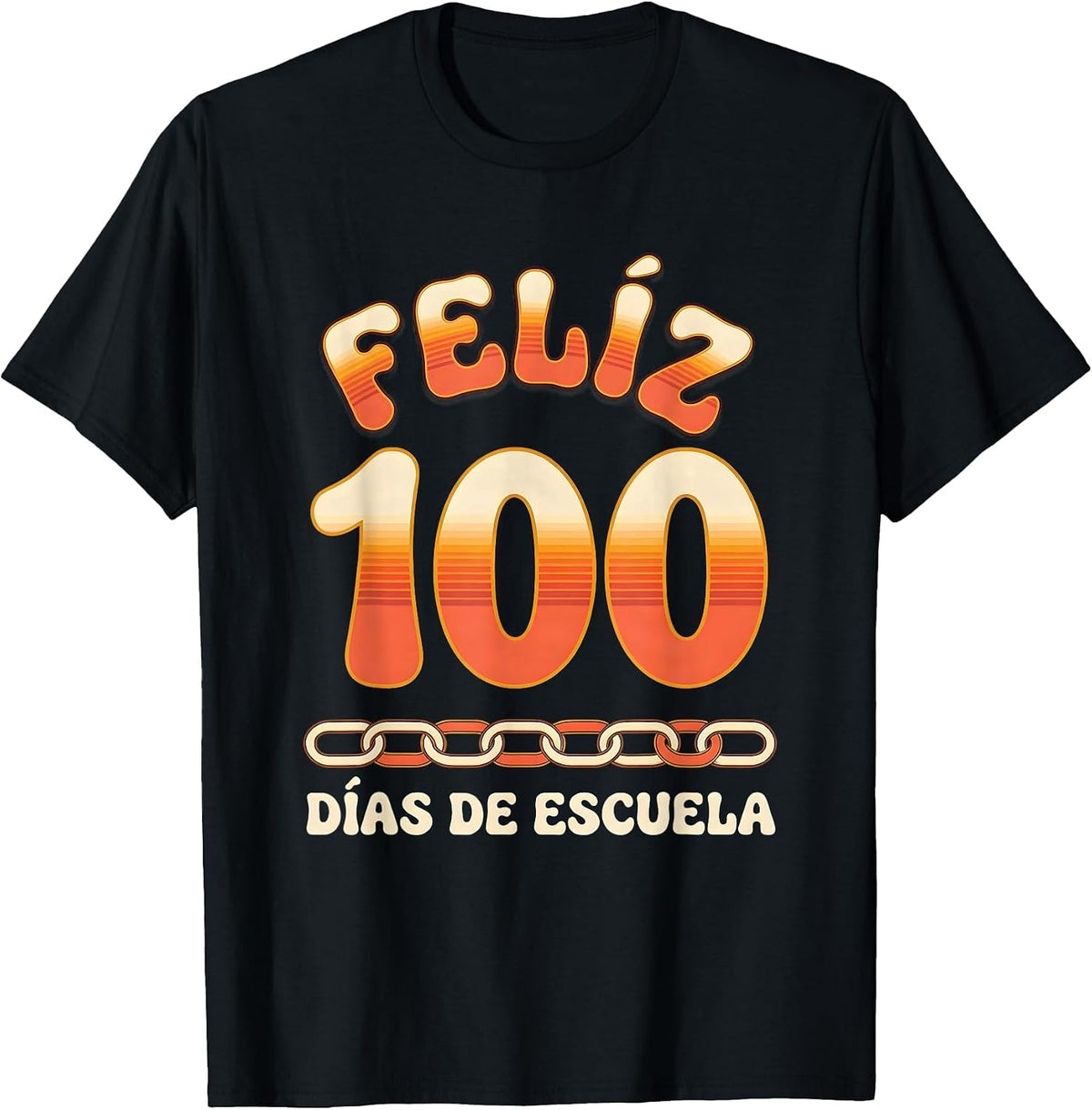 Men's Feliz 100 días de escuela Retro 70s Spanish Teacher 100th T-Shirt - Black