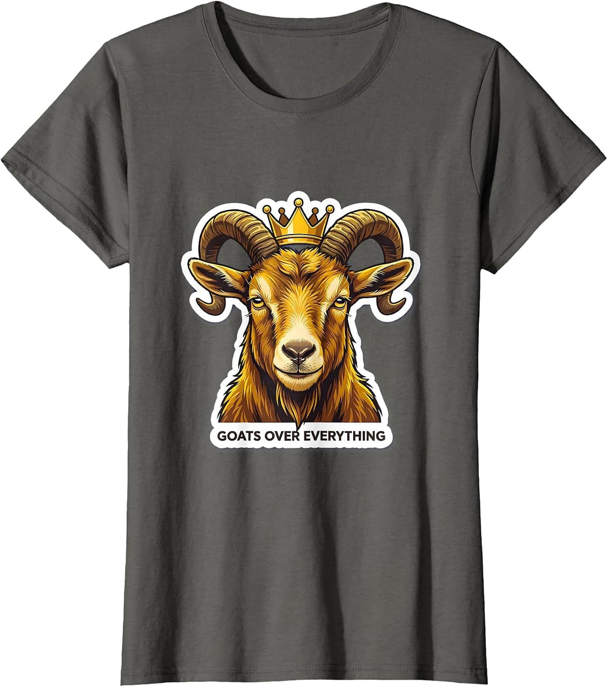 Women's Goats Over Everything Bold Goat Lover Design T-Shirt - Asphalt Grey