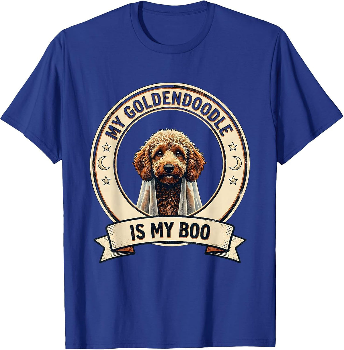 My Goldendoodle Is My Boo Spooky-Cute Halloween Dog Mom T-Shirt - Royal Blue