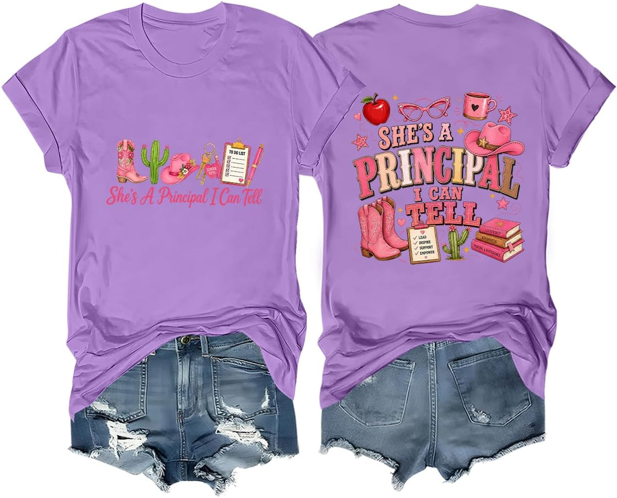 She's A Principal I Can Tell Shirt Funny Teacher Back to School T-Shirt - Purple