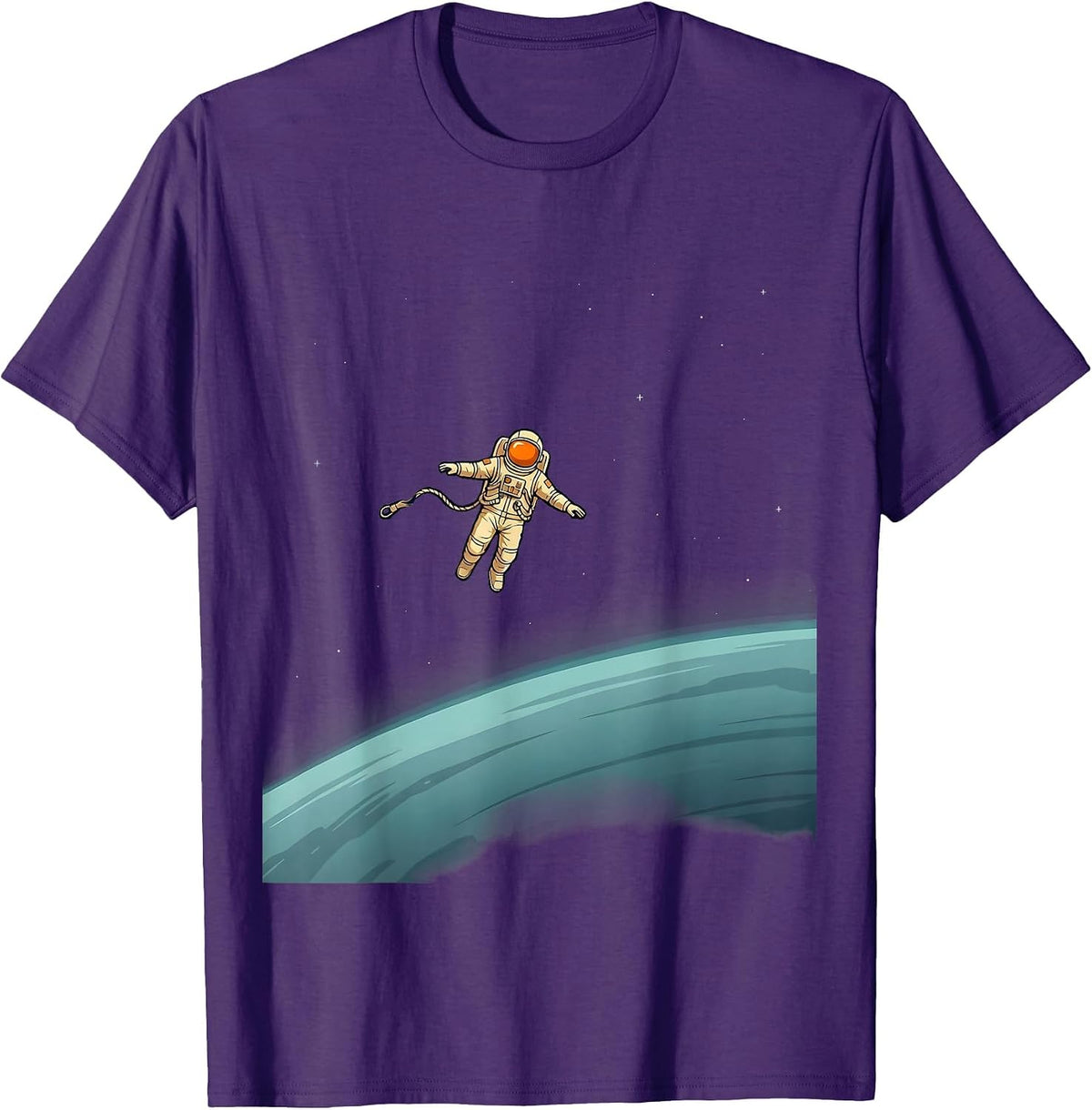 Untethered Astronaut Floating in Outer Space T-Shirt - Purple