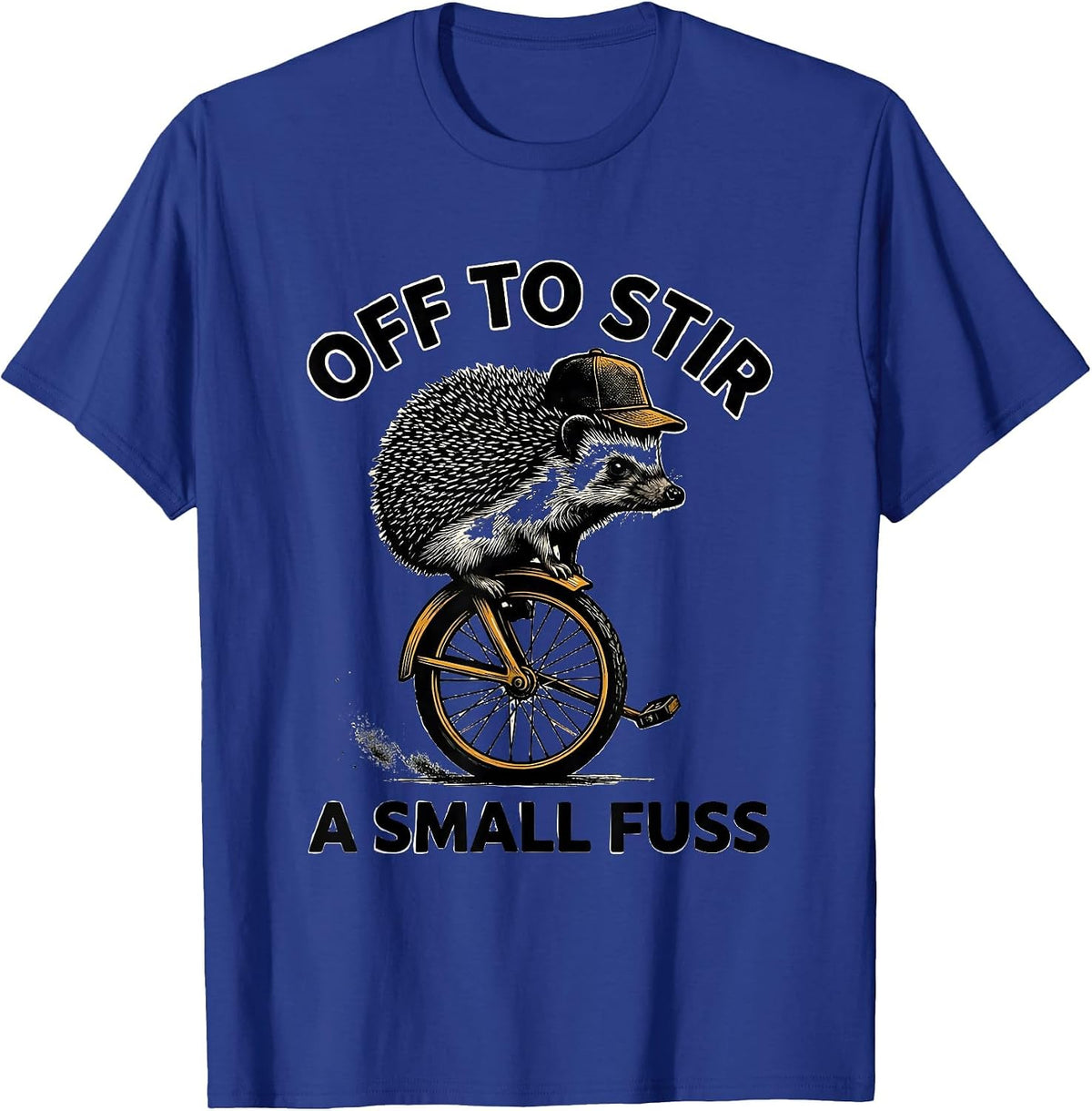 Men's Off To Stir A Small Fuss Scratchboard Hedgehog Whimsical T-Shirt - Royal Blue