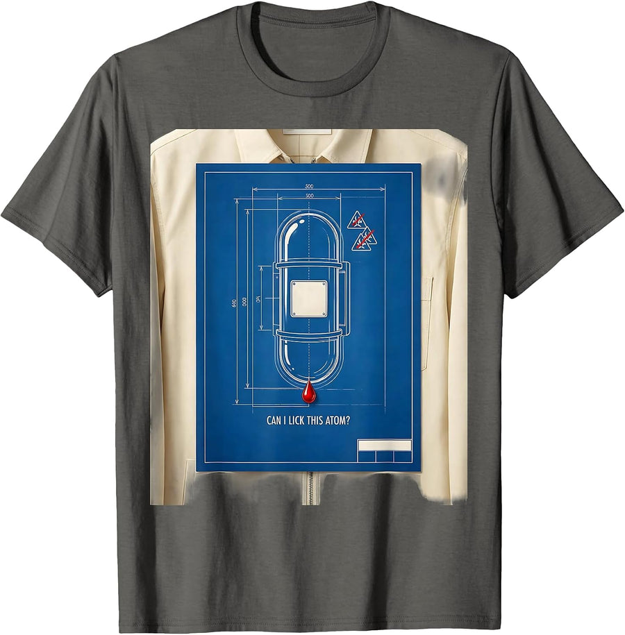 Can I Lick This Atom Funny Periodic Table Science Teacher T-Shirt - Asphalt Grey