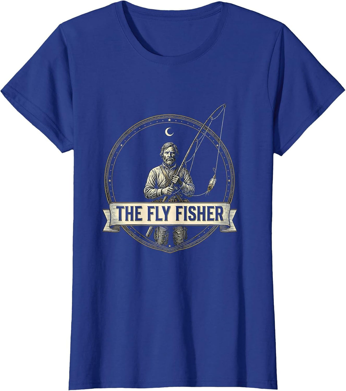 Women's The Fly Fisher Funny Tarot Card Angler Fishing Humor T-Shirt - Royal Blue
