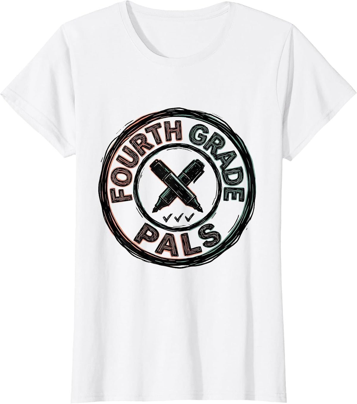 Fourth Grade Pals Playful Back to School Student Teacher T-Shirt - White