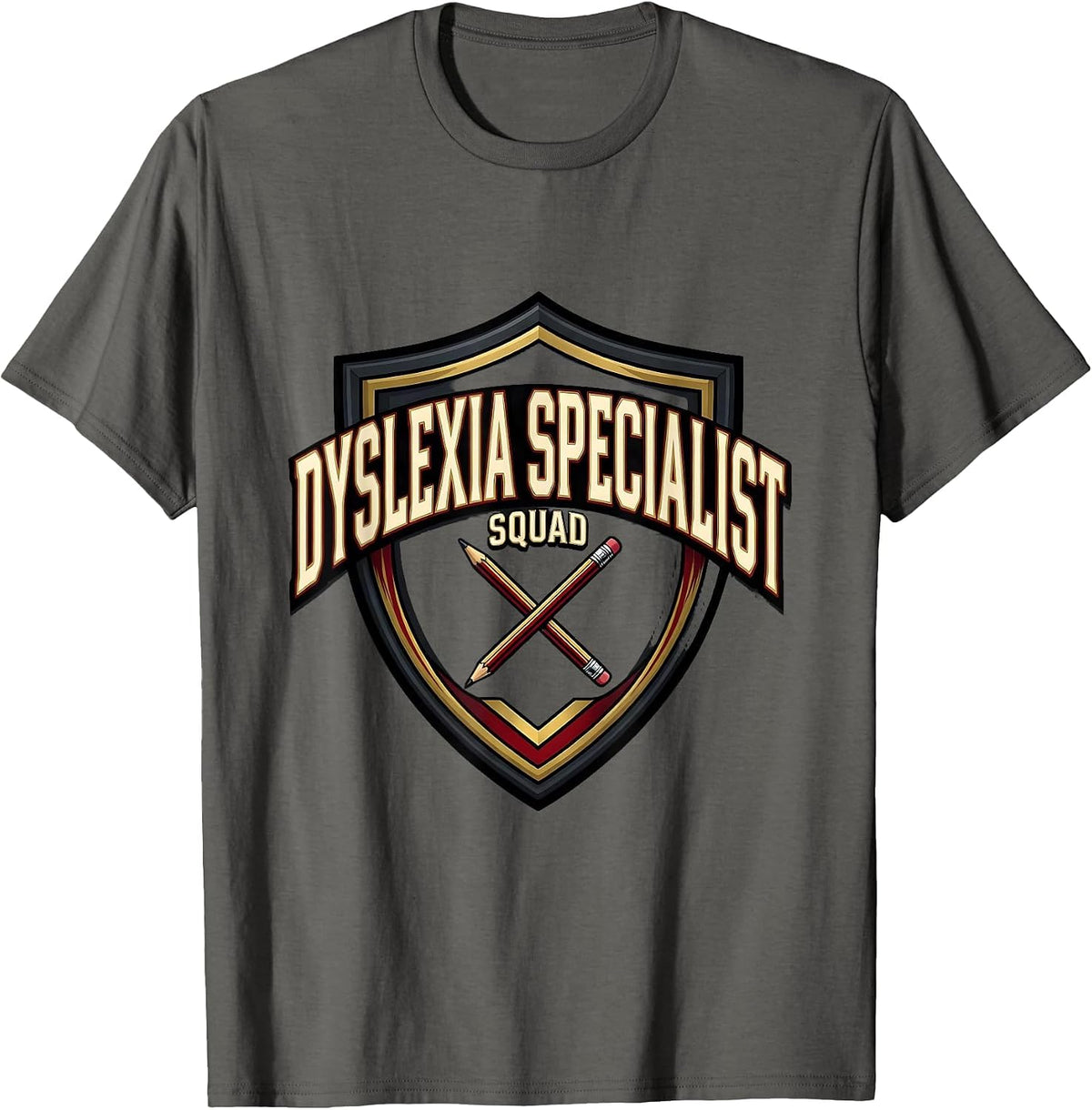 Men's Dyslexia Specialist Squad Sports Teacher Awareness Month T-Shirt - Asphalt Grey
