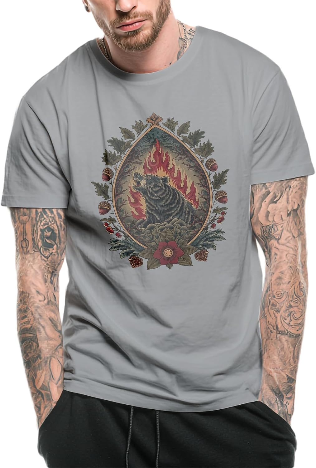 domirica Mens Solid 100% Cotton Graphic Tees Short Sleeve Crewneck Casual Breathable 2026 Summer Streetwear - Grey-f
