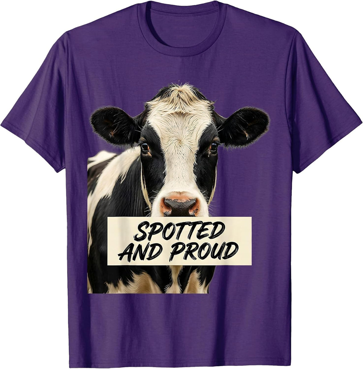 Men's Spotted and Proud Cow Lover Graphic Design T-Shirt - Purple