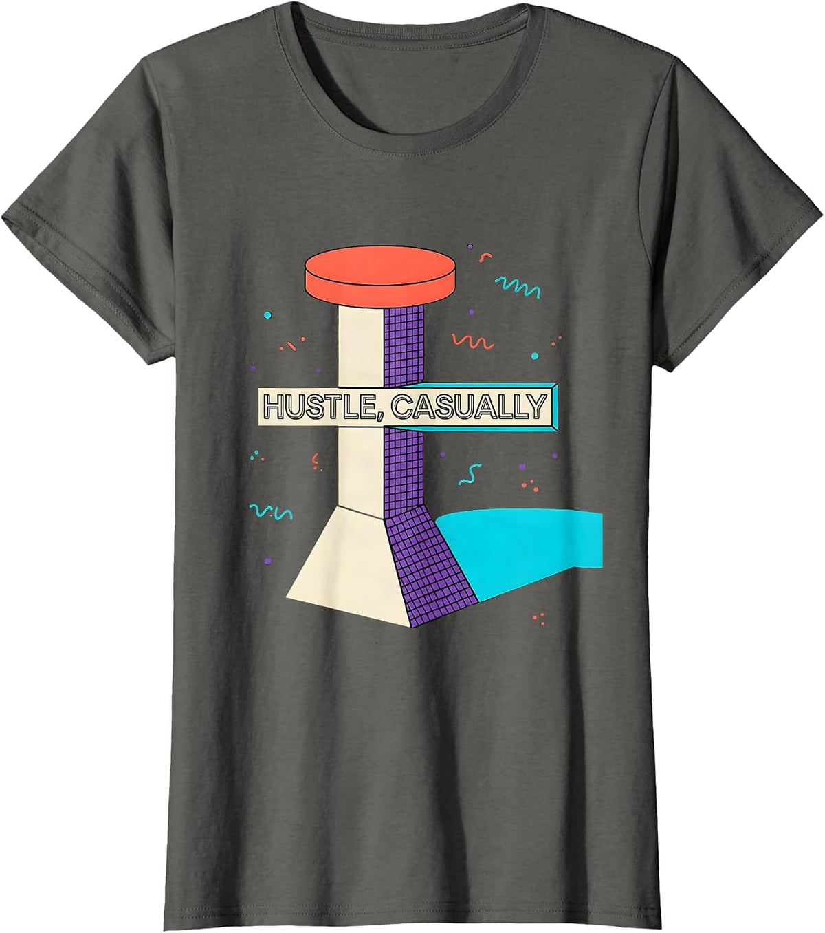 Women's Hustle, Casually Funny Old School Gangsta Rap Slang Hip Hop T-Shirt - Asphalt Grey