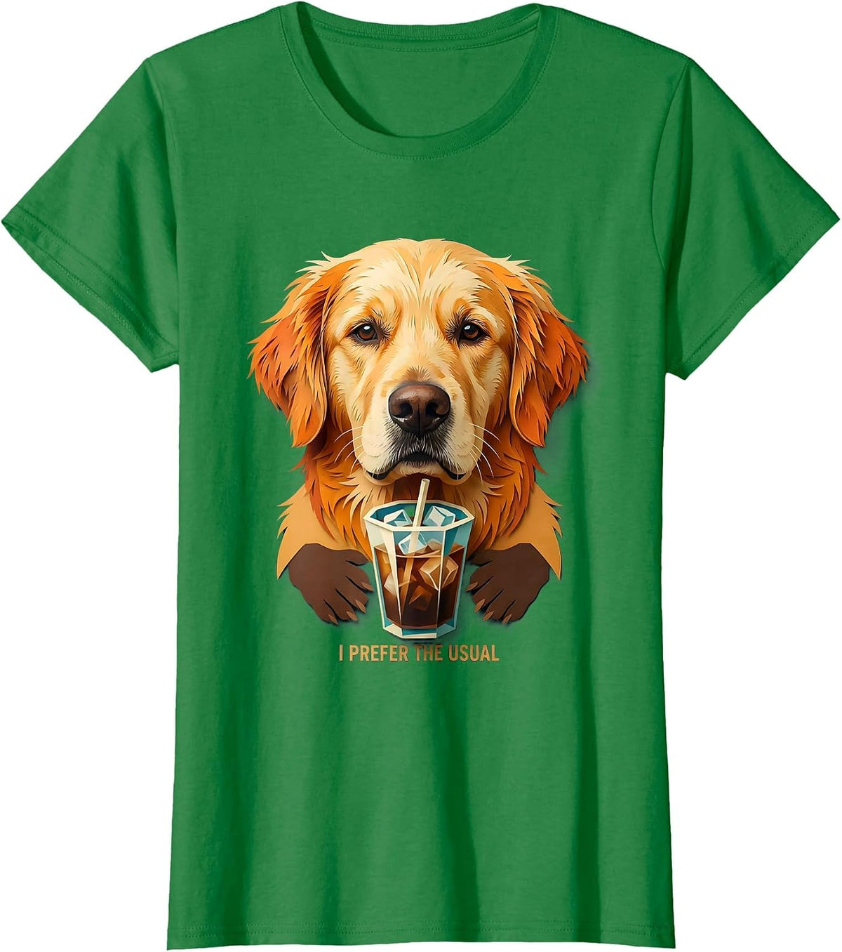 I Prefer The Usual Golden Retriever Funny Dog Lover Iced T-Shirt - Kelly Green