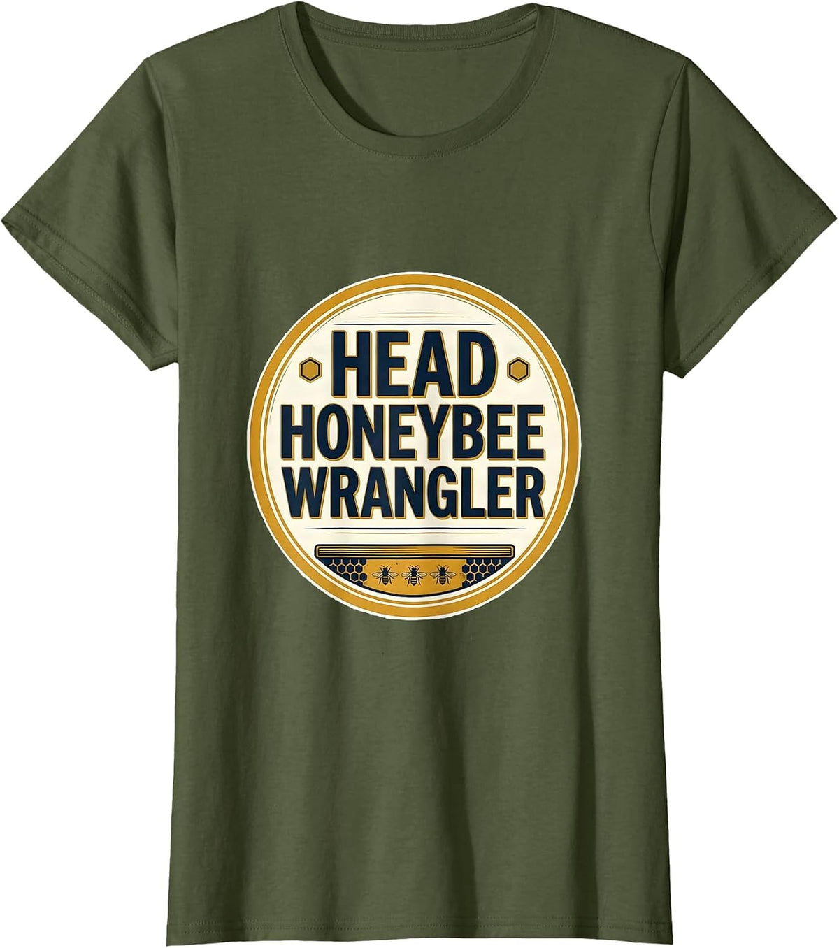 Women's Head Honeybee Wrangler Cute Teacher Bee Lover Back To School T-Shirt - Olive Green