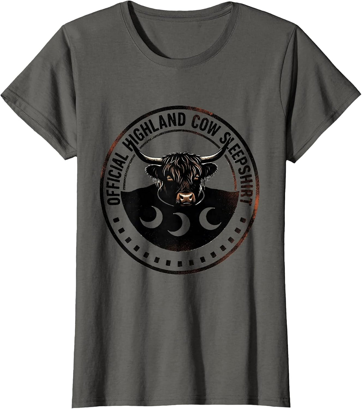 Women's Official Highland Cow Sleepshirt Funny Cozy Cute Animal T-Shirt - Asphalt Grey
