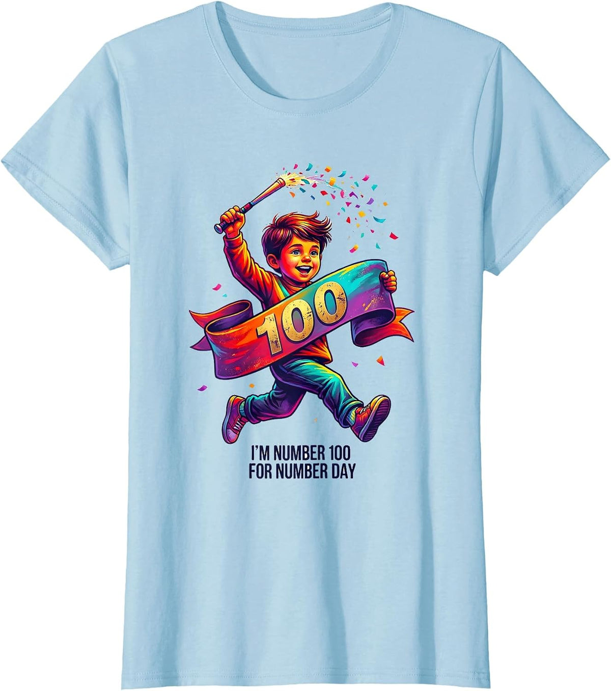 Women's I'm Number 100 For Number Day Colorful Kids School Math T-Shirt - Baby Blue