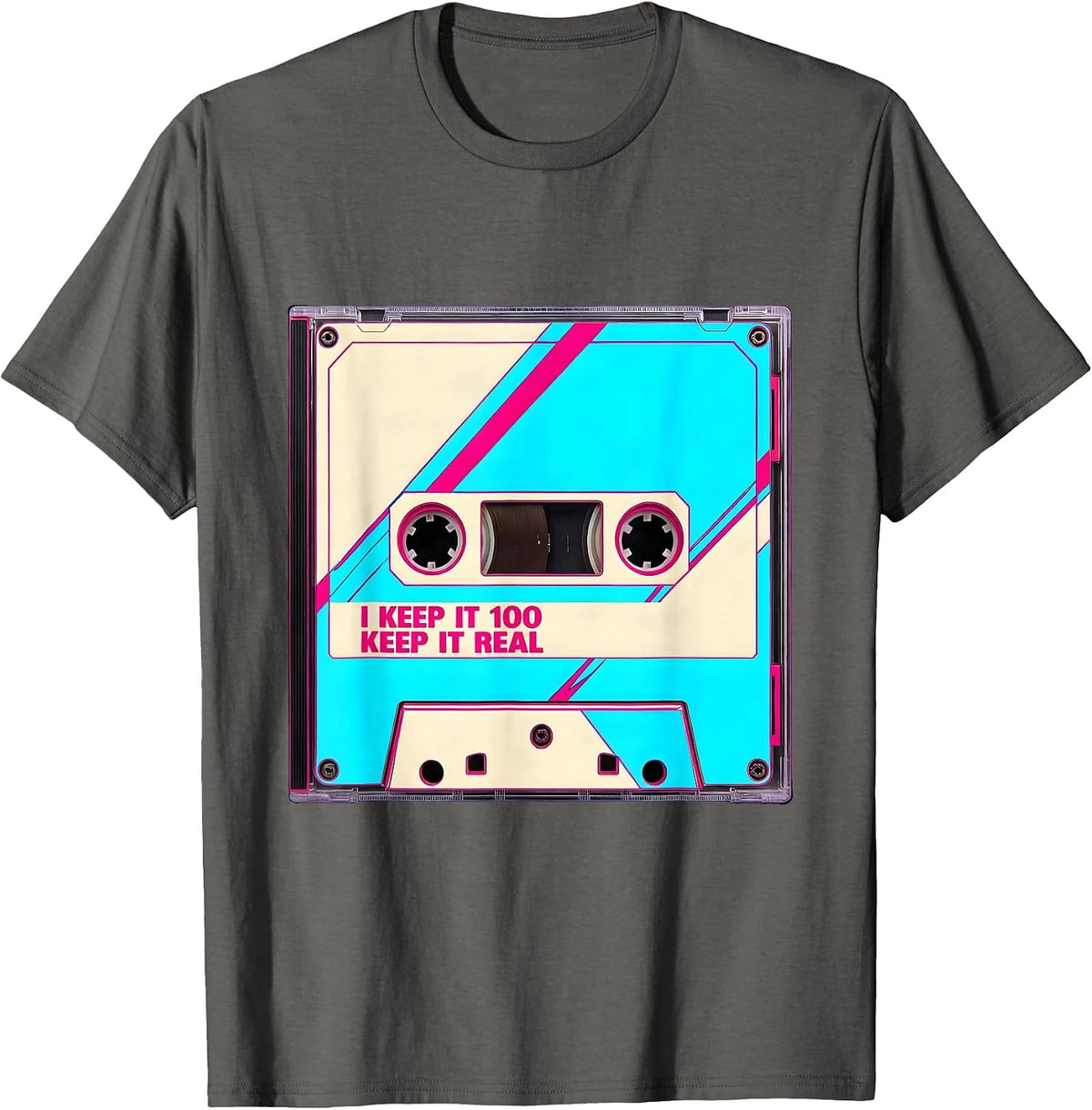Men's I Keep It 100 Keep It Real Retro Hip Hop Nostalgia T-Shirt - Asphalt Grey