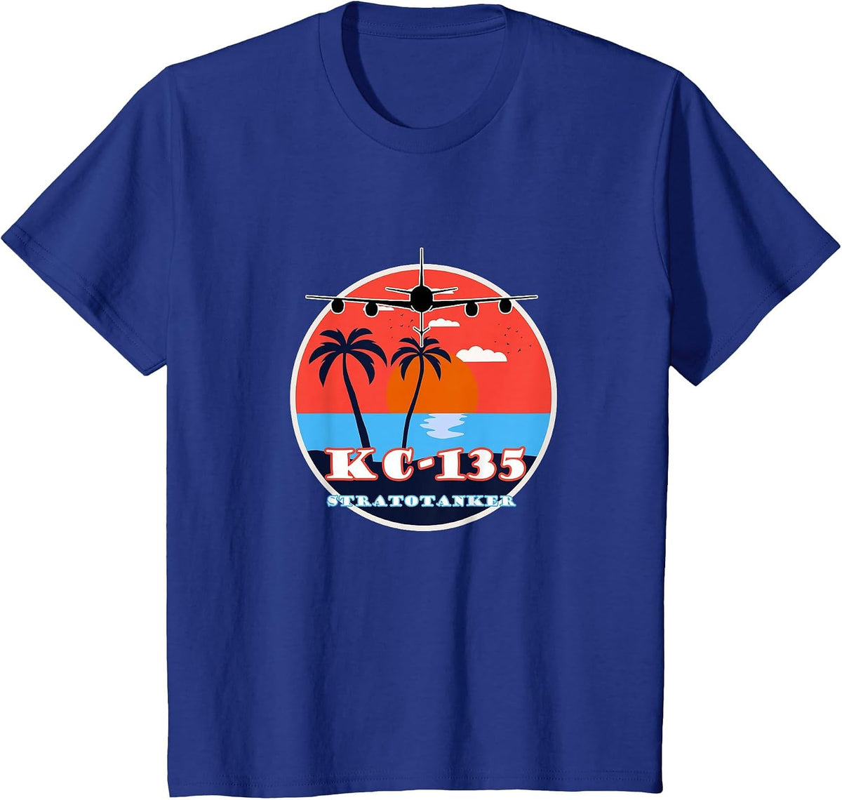 KC-135 Stratotanker Vintage Tropical Sunset Air Refueling T-Shirt - Royal Blue
