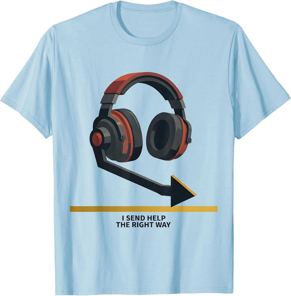 Men's I Send Help The Right Way Funny 911 Dispatcher Thin Gold T-Shirt - Baby Blue