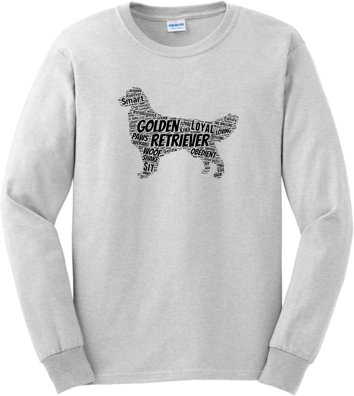 Golden Retriever Word Art Dog Puppy Owner Gift Long Sleeve T-Shirt - Ash