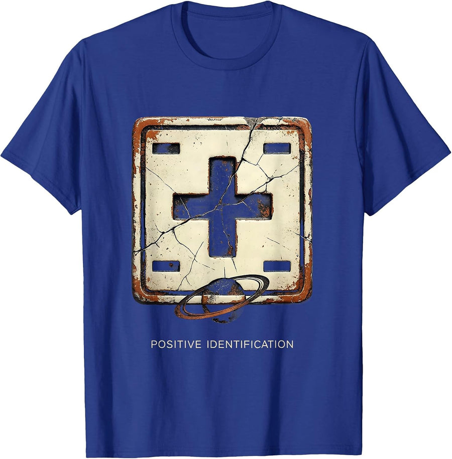 Positive Identification Distressed Science Humor Chemistry T-Shirt - Royal Blue