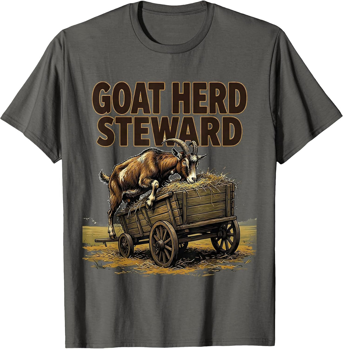 Men's Goat Herd Steward Funny Goat Farmer Owner Gift T-Shirt - Asphalt Grey