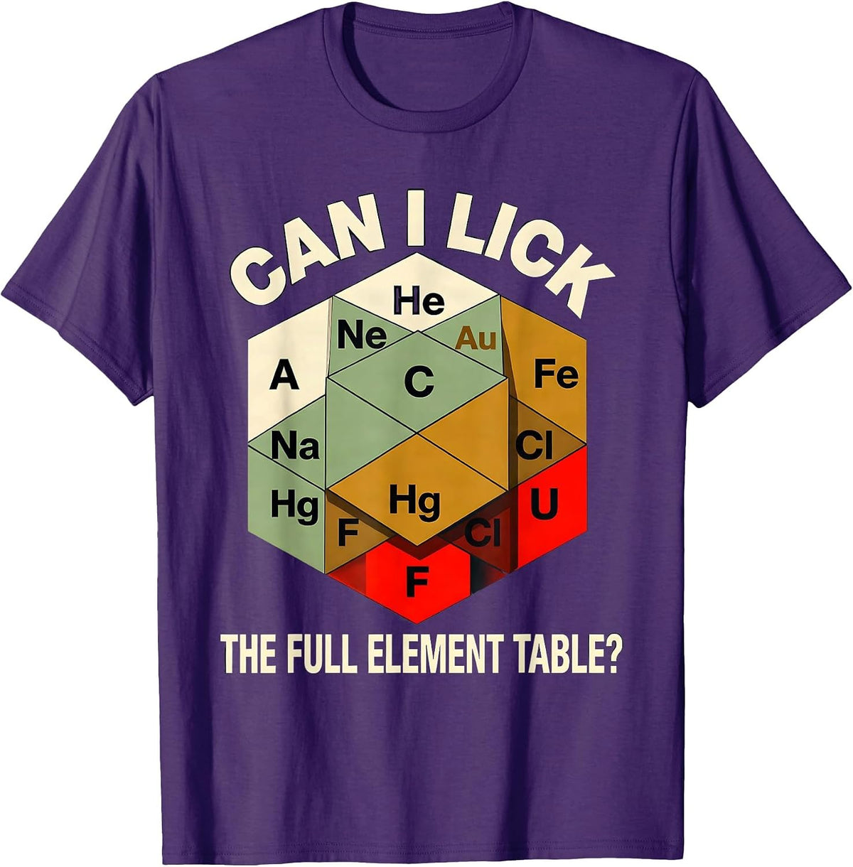 Men's Can I Lick The Full Element Table Funny Science Teacher T-Shirt - Purple