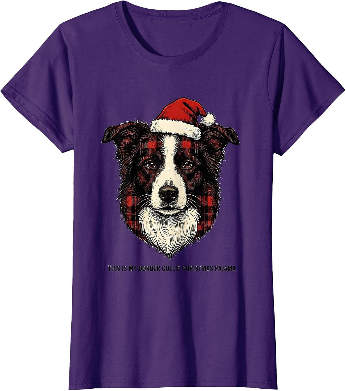 Women's This Is My Border Collie Christmas Pajama Dog Lover T-Shirt - Purple