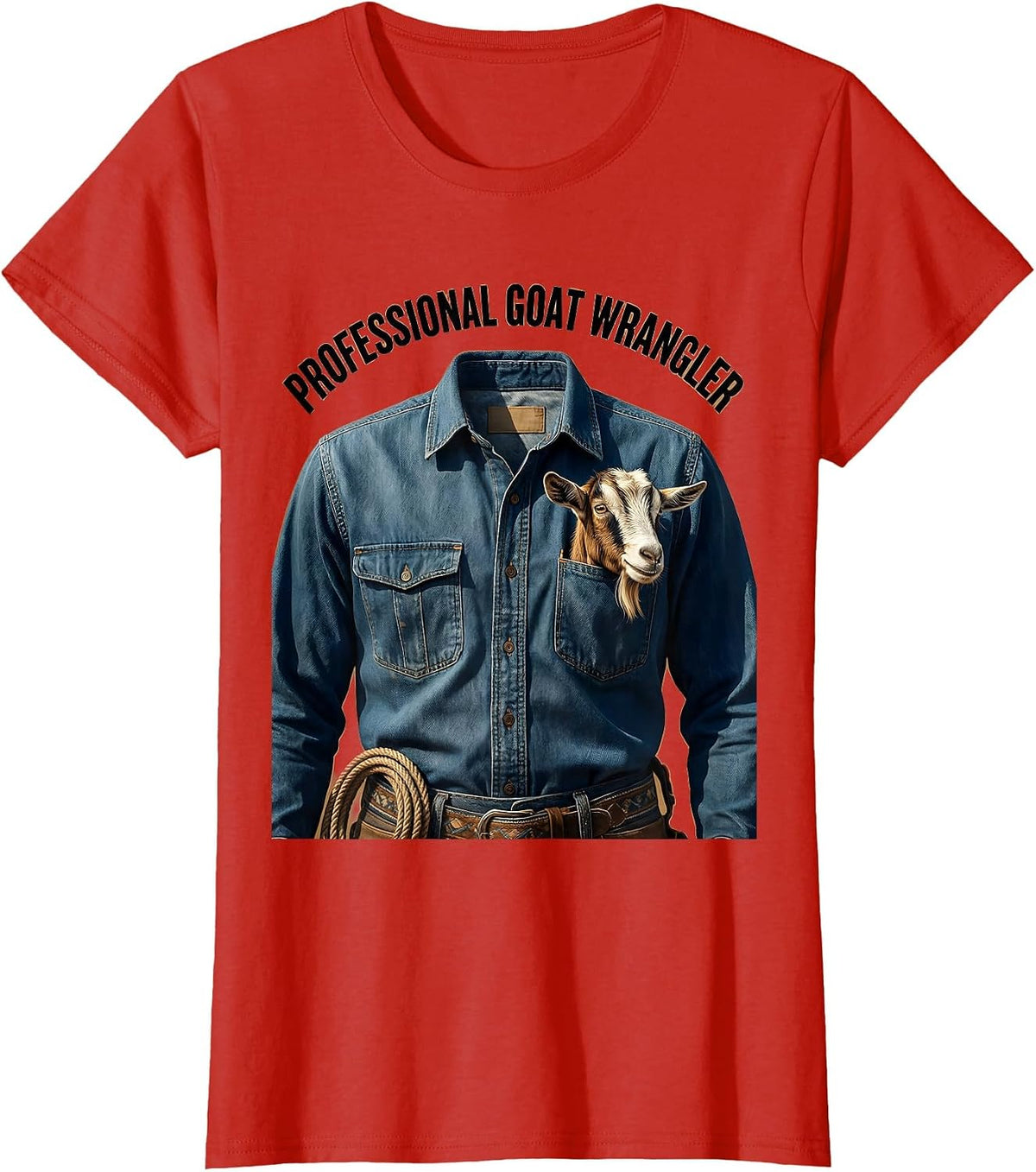 Women's Professional Goat Wrangler Funny Goat Design T-Shirt - Red