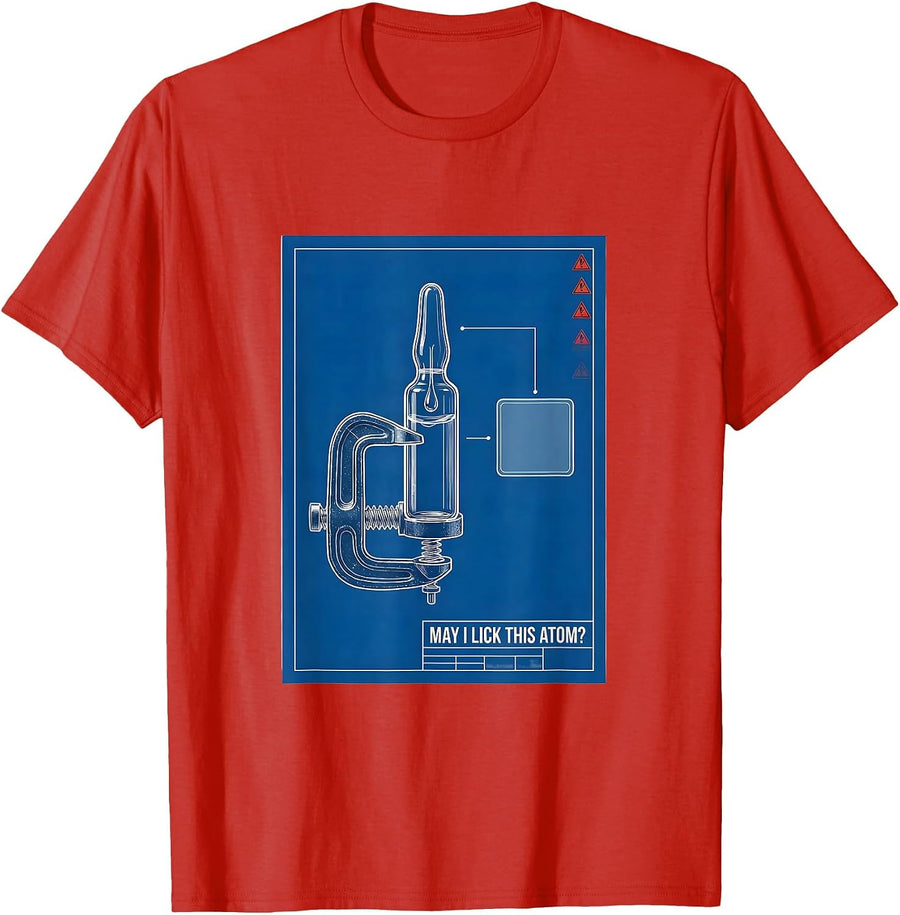 Men's May I Lick This Atom Funny Periodic Table Science Teacher T-Shirt - Red