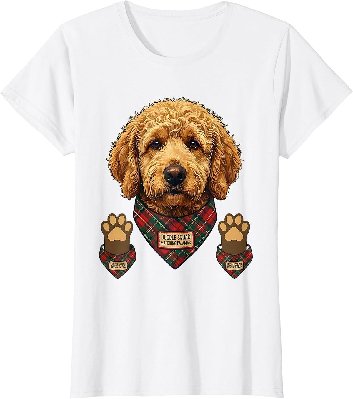 Women's Doodle Squad Matching Pajamas Cute Goldendoodle Christmas T-Shirt - White