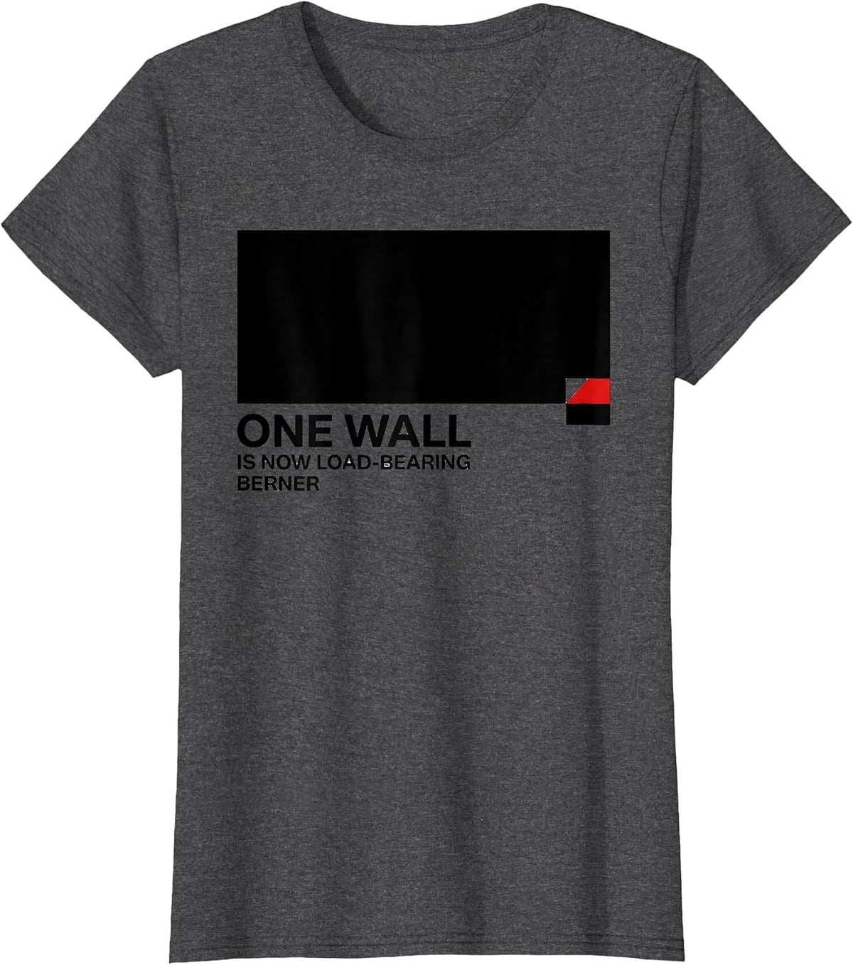 Women's One Wall Is Now Load-Bearing Berner Funny Bernese Mountain T-Shirt - Dark Heather Grey