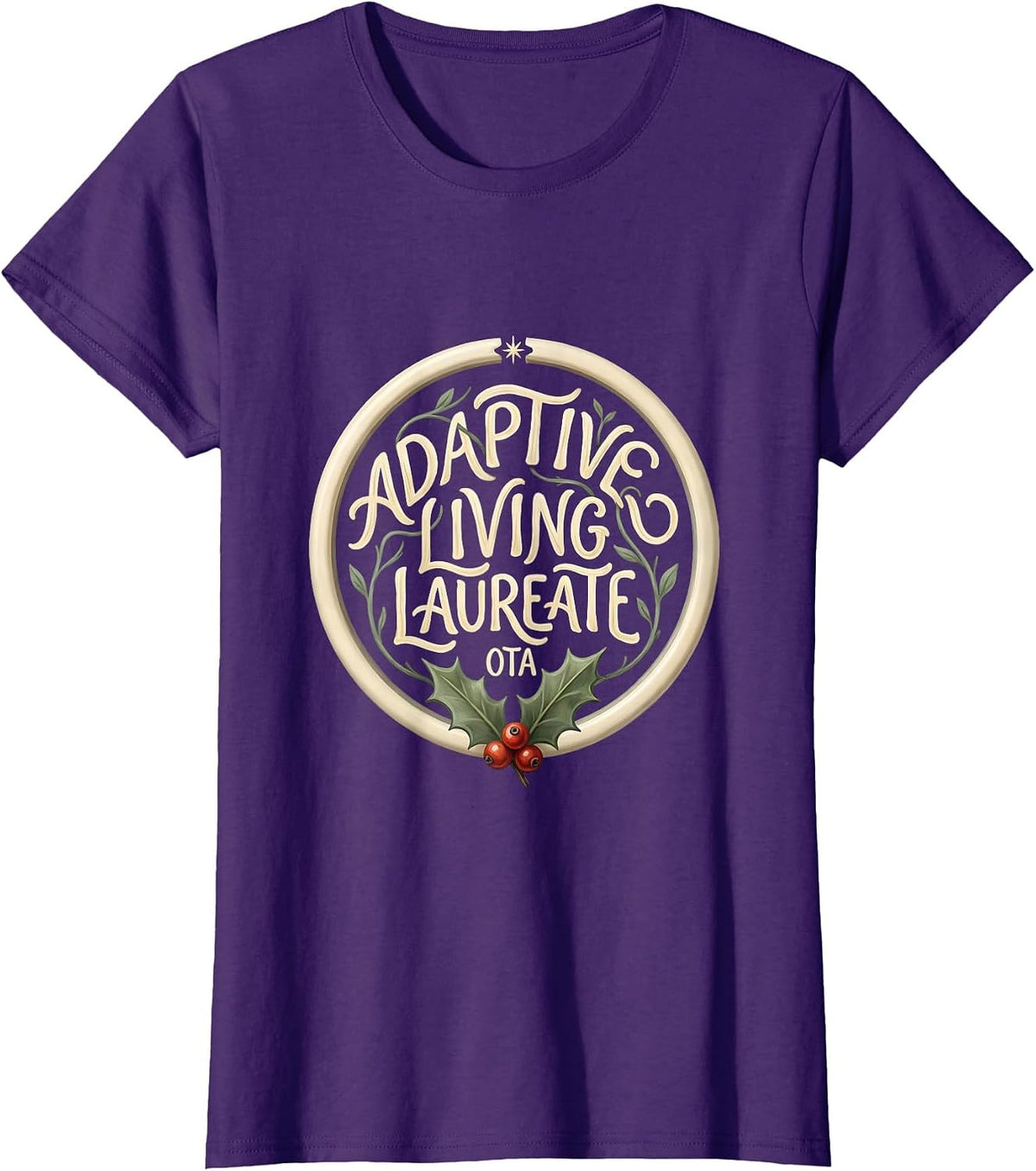Women's Adaptive Living Laureate, OTA Boho Occupational Therapist T-Shirt - Purple