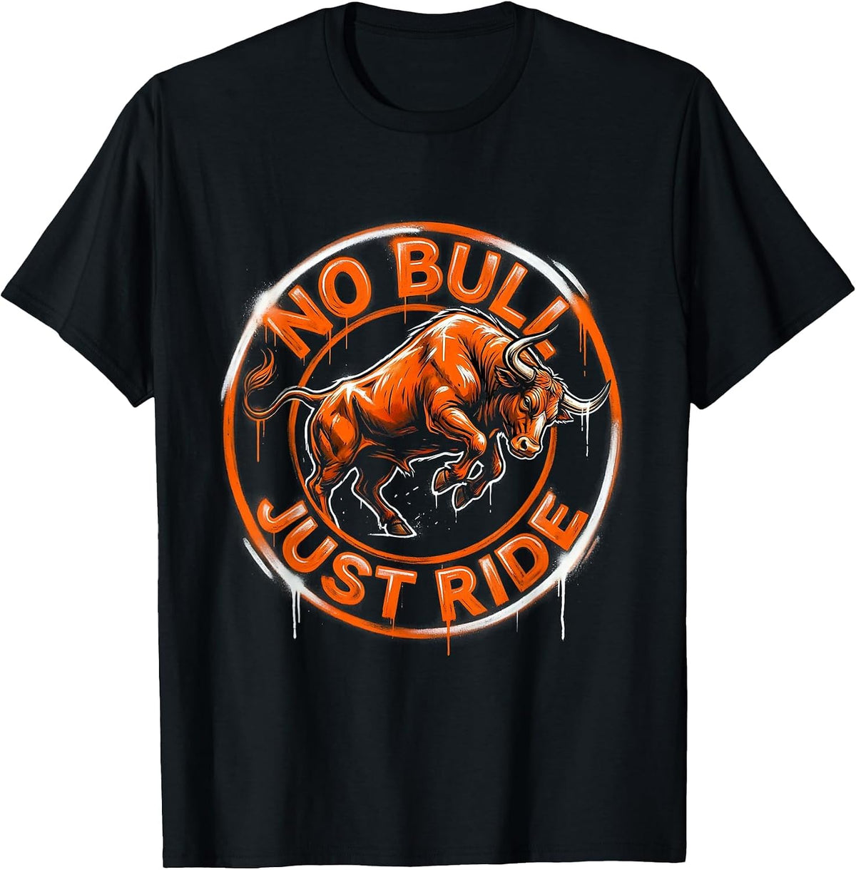 Men's No Bull Just Ride Rodeo Graphic Design T-Shirt - Black