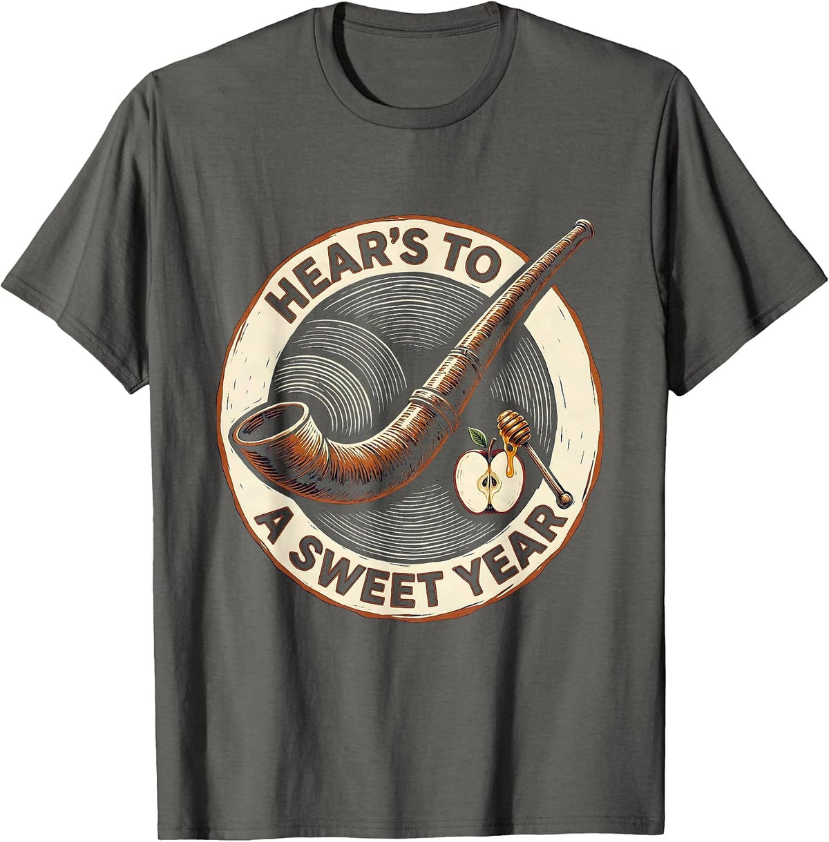 Hear's To A Sweet Year Funny Rosh Hashanah Jewish New Year T-Shirt - Asphalt Grey