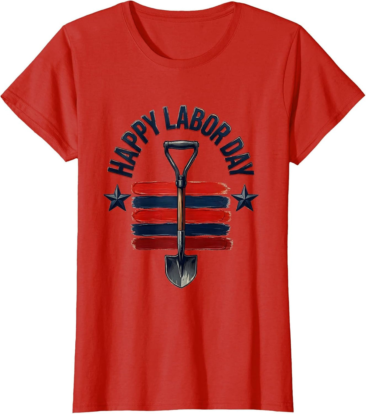 Women's Happy Labor Day Patriotic Union Pride Sign Painter Style T-Shirt - Red