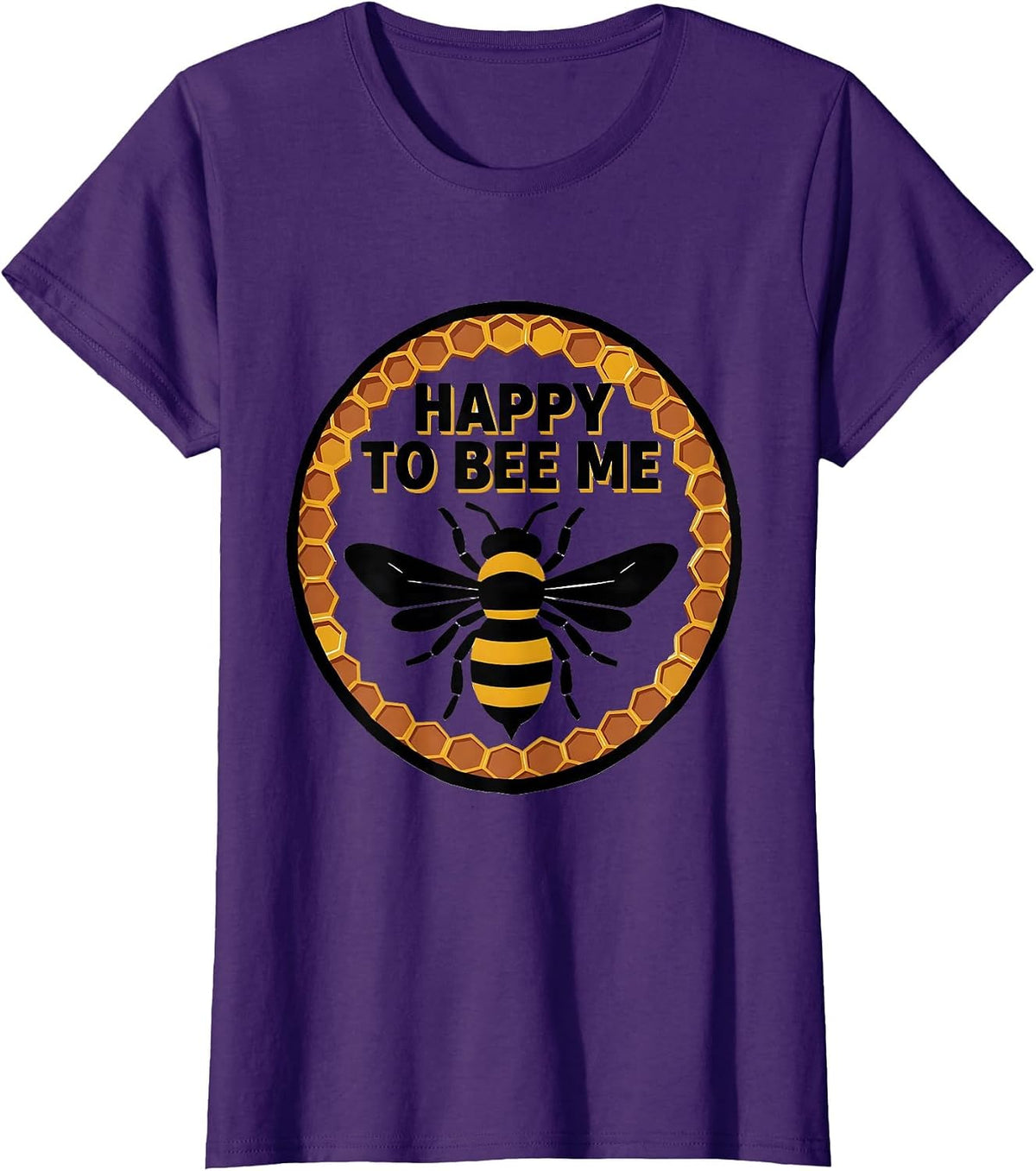 Women's Happy To Bee Me Vintage Beekeeper Humor Bee Costume Novelty T-Shirt - Purple