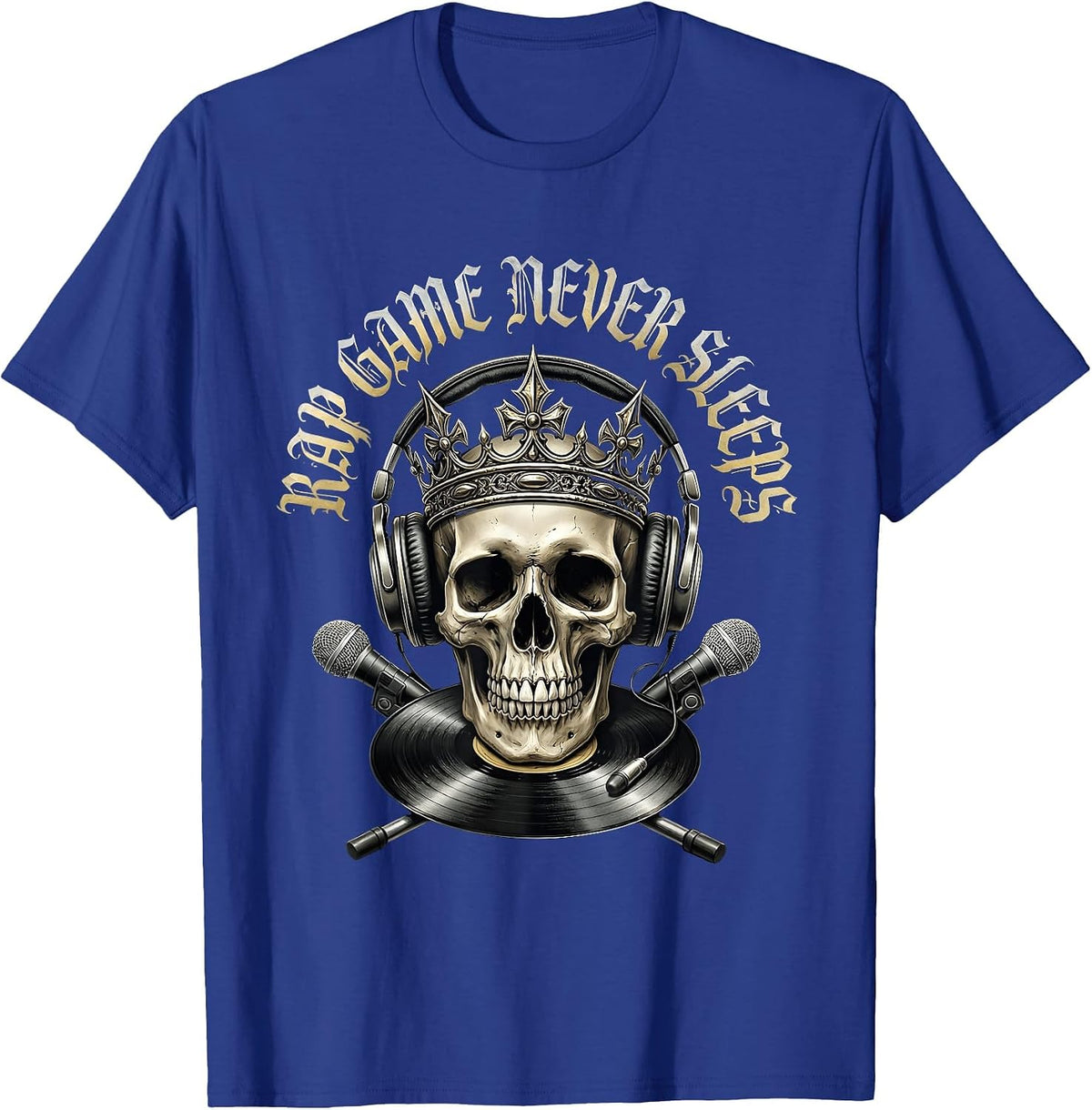 Rap Game Never Sleeps Hip Hop Men's Design T-Shirt - Royal Blue