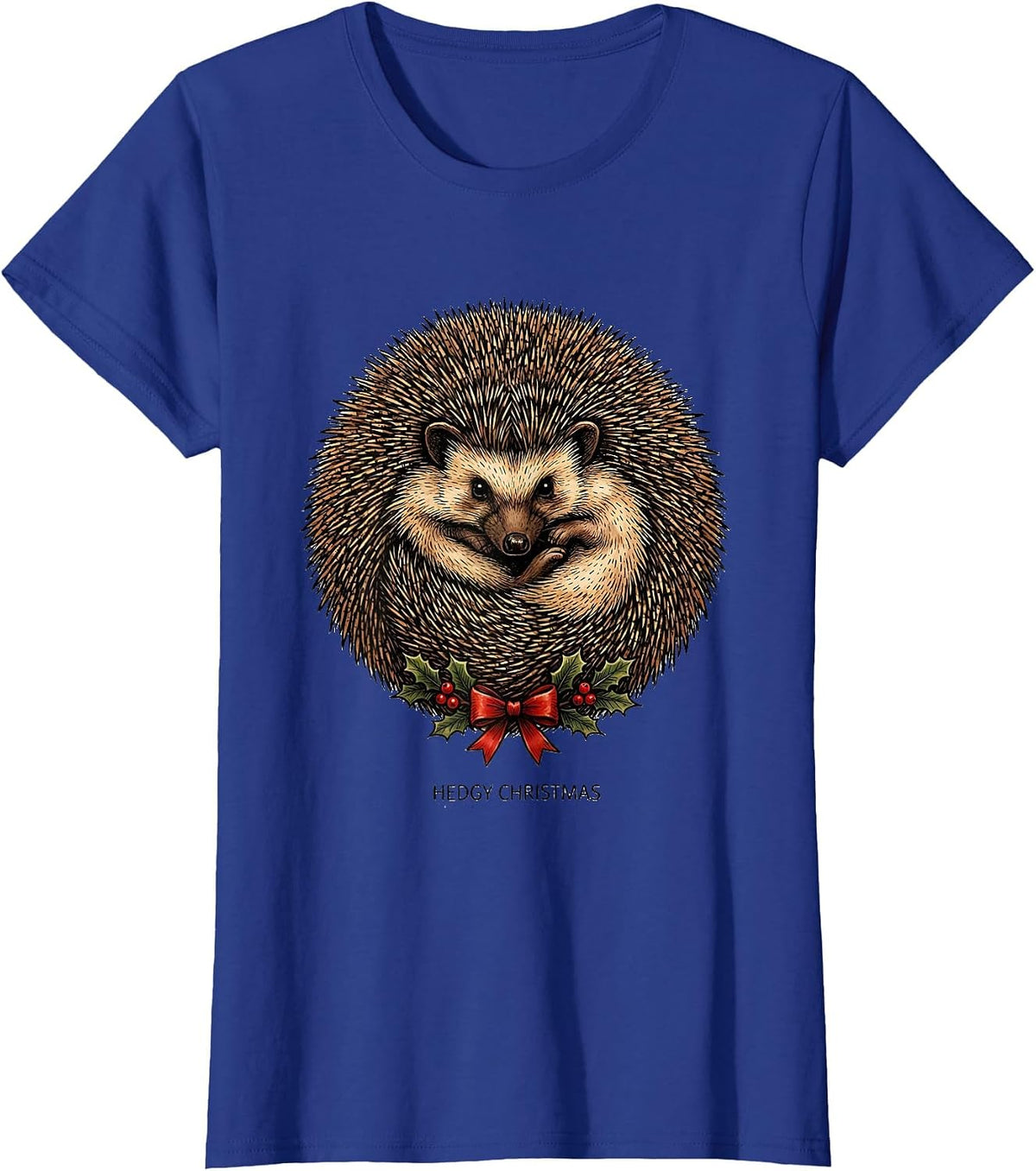 Women's Hedgy Christmas Cute Hedgehog Lover Whimsical Humor T-Shirt - Royal Blue