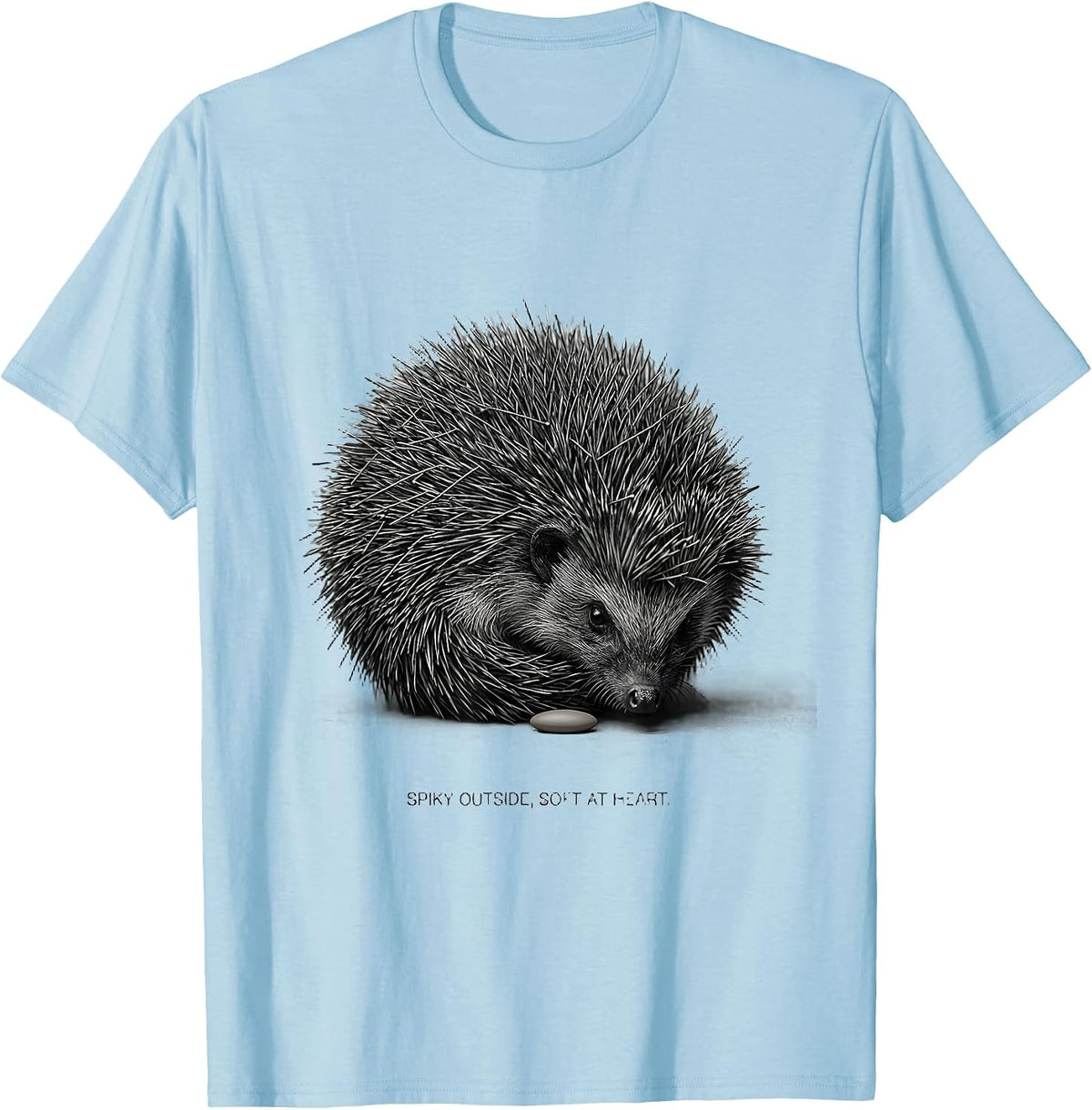 Men's Spiky Outside, Soft At Heart Cute Hedgehog Lover Animal T-Shirt - Baby Blue