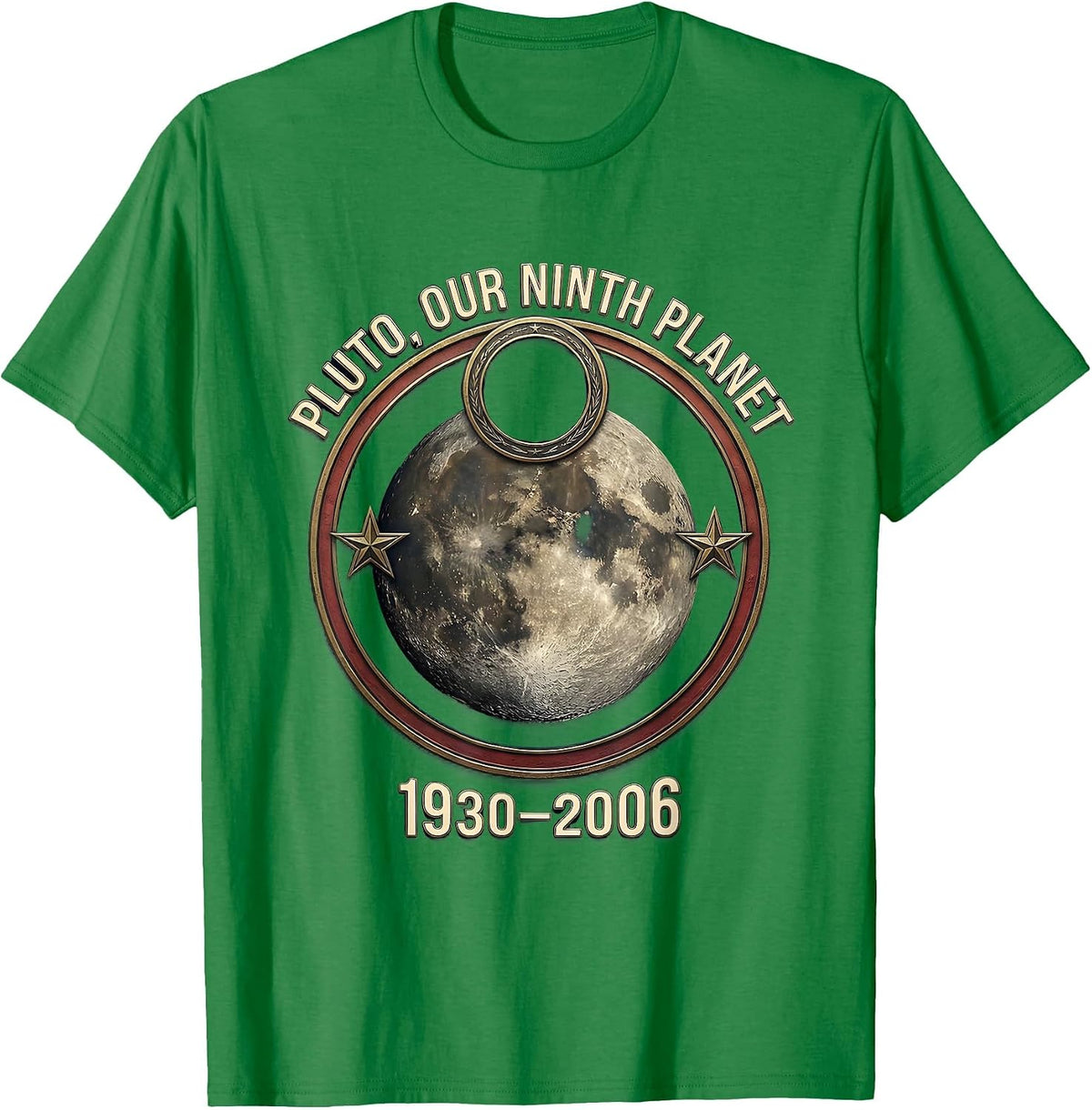 Men's Pluto Our Ninth Planet 1930–2006 Funny Retro Astronomy Space T-Shirt - Kelly Green