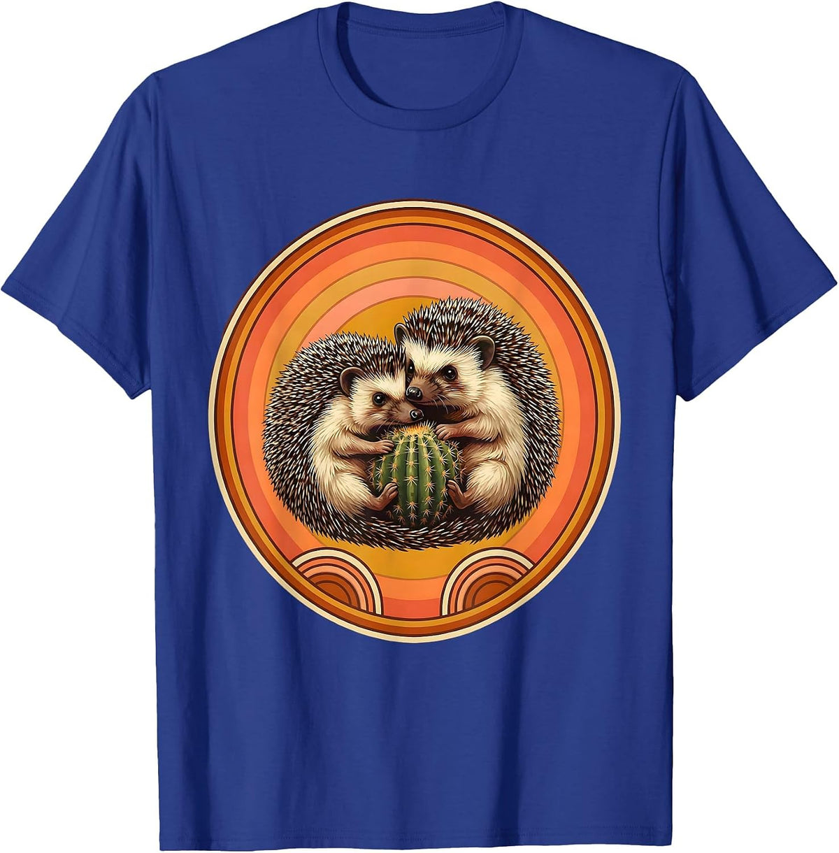 Hedgehog Hugging Cactus Funny Free Hugs Design T-Shirt - Royal Blue