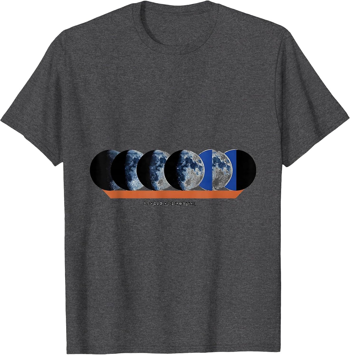 Men's Phases Are Normal Geometric Moon Phase Astronomy Astrology T-Shirt - Dark Heather Grey