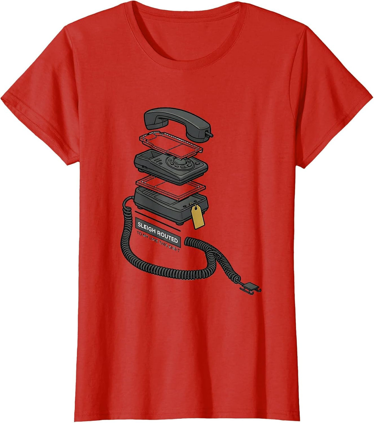 Sleigh Routed To My Line This Shift Funny 911 Dispatcher T-Shirt - Red